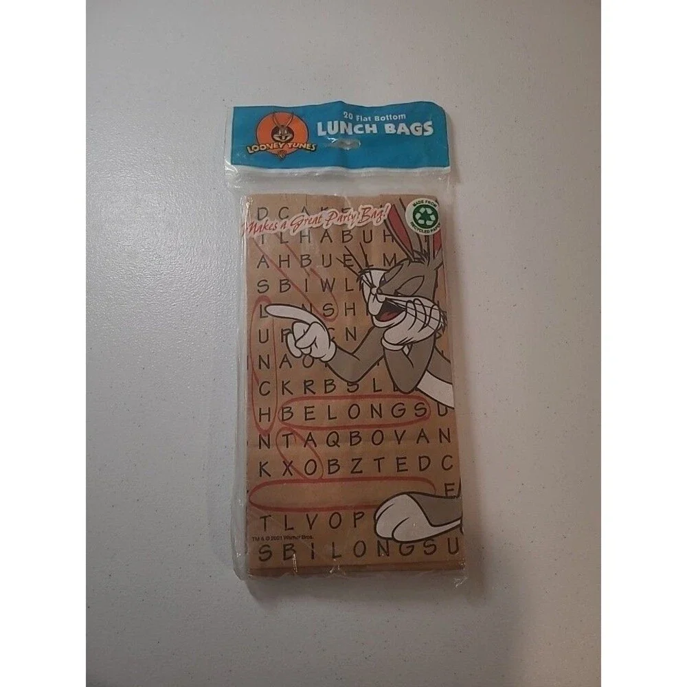 Vintage 2001 Bugs Bunny Looney Tunes Brown Paper Lunch Bags – Pack of 20